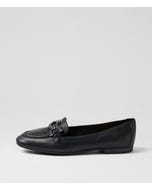 Umaya D Black Leather Flat Shoes
