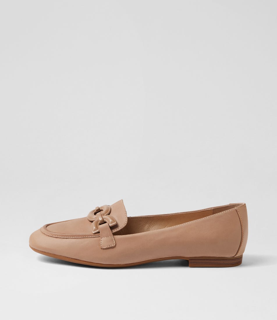 Umaya D Taupe Waxy Leather Flat Shoes