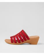 Victorias Bright Red Leather Elastic Sandals