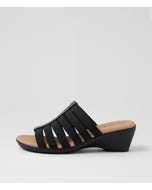 Victorias Black Cork Leather Elastic Sandals