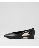 Wadi D Black Leather Flat Shoes