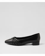 Winay D Black Leather Flat Shoes