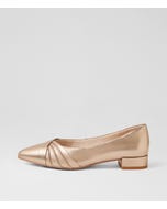 Winay D Champagne Leather Flat Shoes