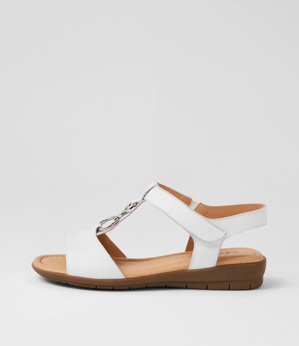 Felica White Leather Sandals