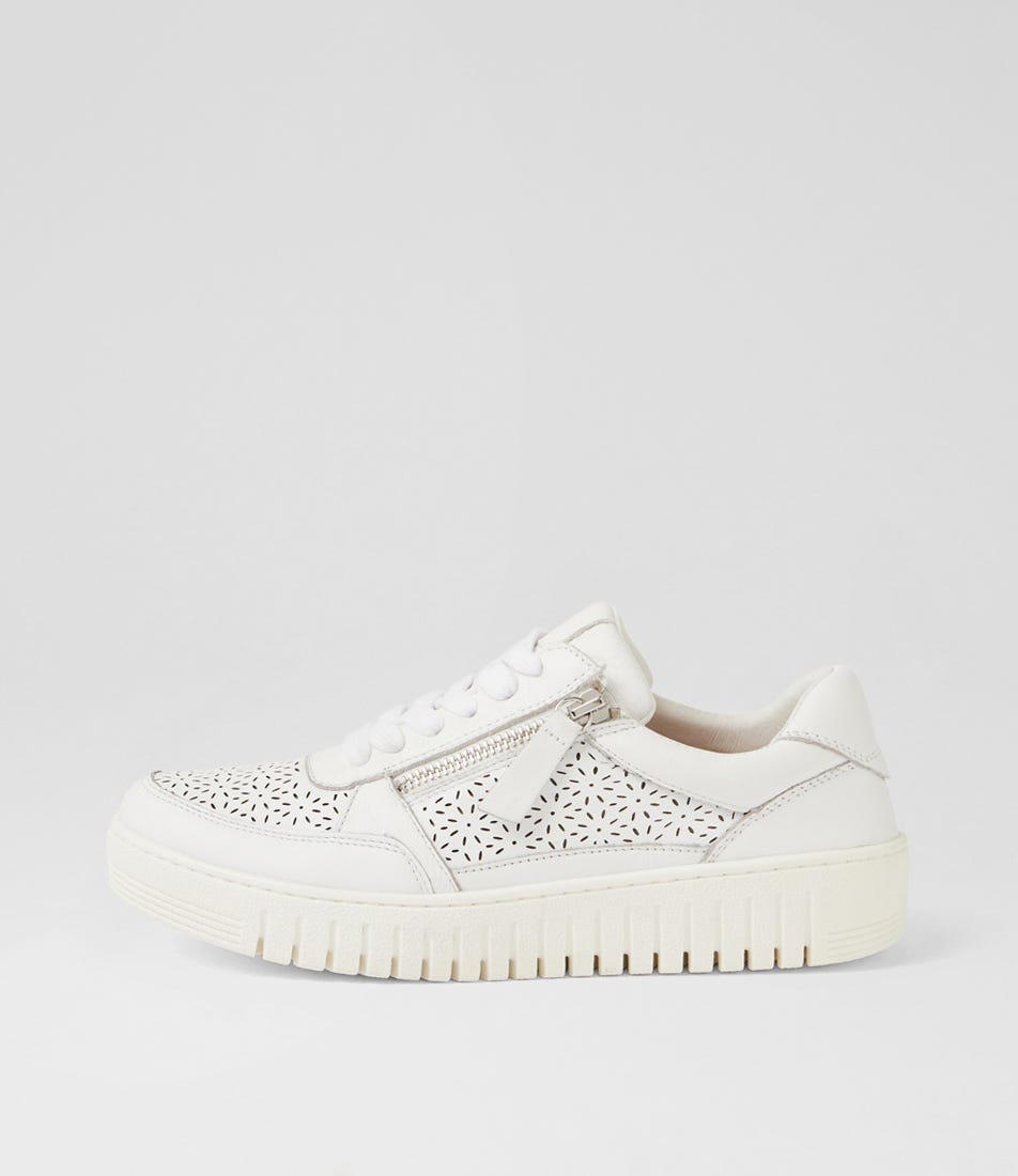 Hazlie White Leather Sneakers